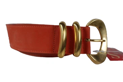 Escada Womens Belt Pink Wide Size 34 Leather NWT Italy Casual Gold Buckle Fun - Image 1 of 4