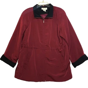 Jones New York Jacket Womens Large Maroon All Weather Nylon Water Resistant - Picture 1 of 7
