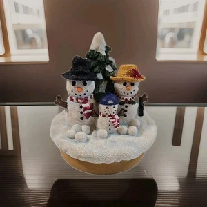 Our America Yankee Candle Snowmen Jar Candle Topper 3" Holiday Home Decor - Picture 1 of 9