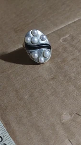 Vintage Modeschmuck Sterling Perlen Ring Größe 6,75 - Bild 1 von 10