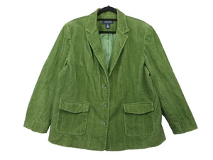 Jones New York Signature Blazer Womens 2X Green Corduroy Button Jacket Pockets - Picture 1 of 7