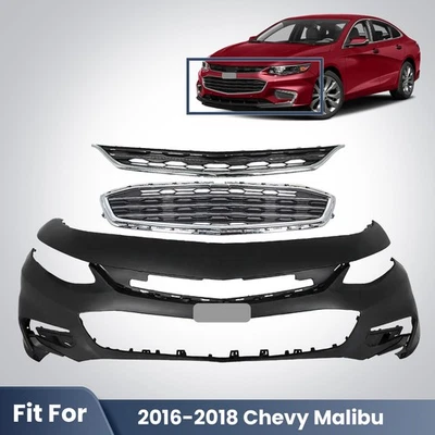 Front Bumper Cover Kit For 2016 2017 2018 Chevrolet Malibu Grille Grill Assembly - Image 1 of 4