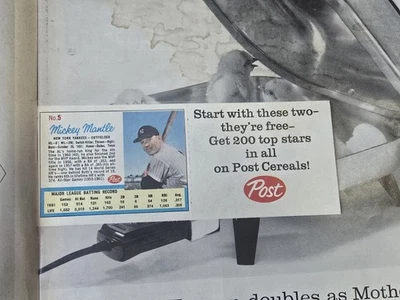 Life Magazine April 13 1962 ~ Mickey Mantle & Roger Maris Post Baseball Cards - Image 1 of 4