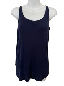 Eileen Fisher Navy Blue Scoop Neck Tank Top 100% Silk SZ S - Picture 1 of 9