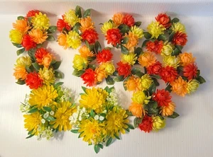 11er Set Vintage Blumen Kunststoff Kerzenring Kegel Herzstück 70er 80er gelb - Bild 1 von 12