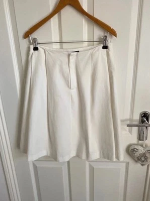 Zara White Knee Length Pleated Front with Pockets Skirt UK Size 10 - Image 1 of 3