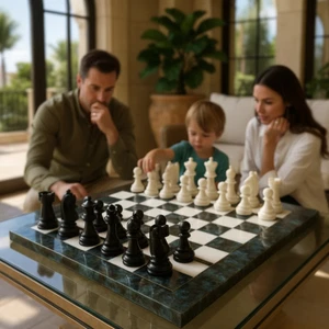 Handcrafted Black Marble Chess Set Stone Pieces – Perfect Christmas Gifts Her - Picture 1 of 9