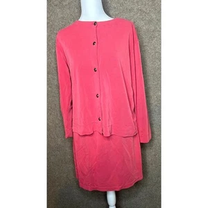 Ex Officio Skirt Suit Womens Medium Pink Knee Length Long Sleeve Outfit Stretchy - Picture 1 of 9
