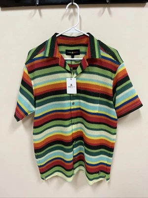 Teddy Fresh Sunset Stripe Button Shirt Mens Size S Rare Exclusive Store Drop - Image 1 of 3