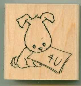 STAMPENDOUS rubber stamp FOR U PUPPY wood mounted, Animals - Picture 1 of 1
