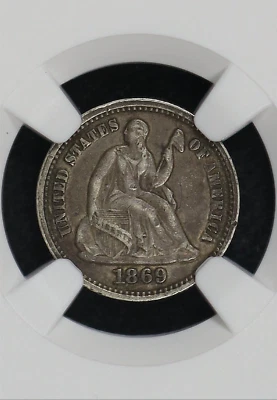 1869-S NGC XF45 Pop 98 ALL Grades! 🔴 $305 Comp! AU LOOK! Seated Half Dime RARE! - Image 1 of 4