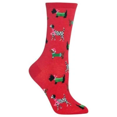 Hot Sox Christmas Dogs in Sweaters Crew Socks Shoe Size 4-10.5 Santa Dog Show - Image 1 of 3