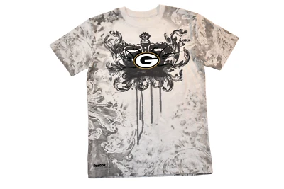 Jóvenes Niños NFL Green Bay Packers Fútbol 2 Caras Tatuaje Estilo Camisa Blanca Nueva con Etiquetas M Foto 1 de 4