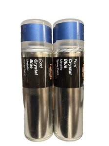 FORD CRYSTAL BLUE METALLIC SPRAY PAINT 300ML HALFORDS CANS X2 - Picture 1 of 3