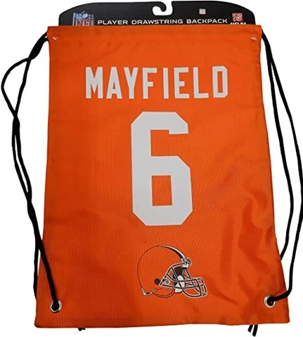 Baker Mayfield # 6 Cleveland Browns Player Drawstring Backpack Bag NFL Orange Cover