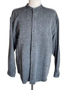Vintage 100% Cotton Pavo by Lastrada Shirt Long Sleeve Band Neck sz L - Picture 1 of 3