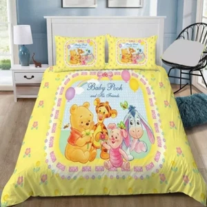 Baby Pooh And His Friends Winnie The Pooh Besties Yellow 3D Quilt Bedding Set - Picture 1 of 3