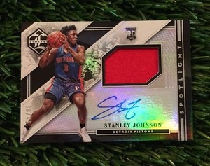 2015-16 Panini Limited Silver Spotlight Stanley Johnson RC Jersey Auto #ED /49