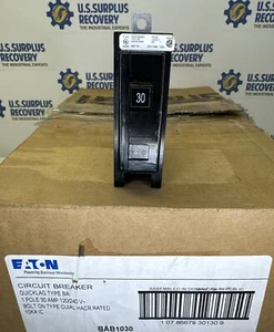 1 - EATON  BAB1030 1 Pole 30 AMP Type BAB Circuit Breaker 120/240v Qty Available - Picture 1 of 4