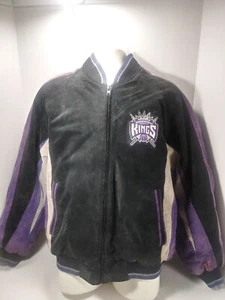Giacca da uomo vintage in pelle NBA Sacramento Kings Carl Banks G-III taglia M - Foto 1 di 11