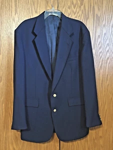 STAFFORD Men's 46L Navy Blazer Jacket Sport Coat EUC Sharp Gold Buttons USA - Picture 1 of 20