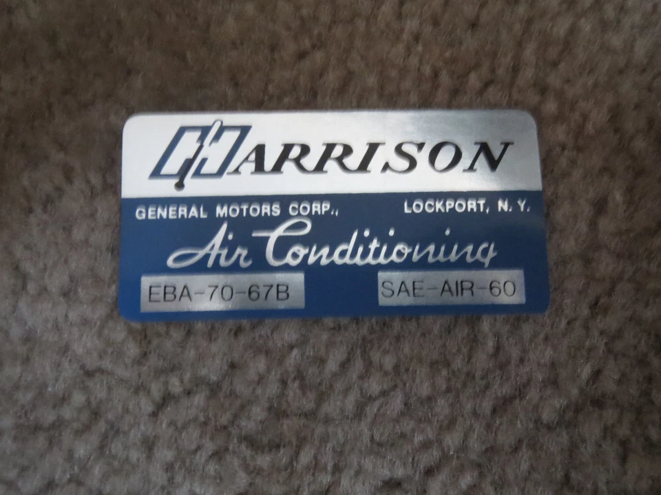Chevrolet Camaro Corvette Chevelle Impala Nova Harrison 1967 calcomanía de aire acondicionado Foto 1 de 1