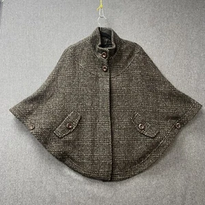Topshop boutique cape jacket size 12 black brown wool mix tweed country - Picture 1 of 18