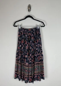 Ba&sh Vanessa Lady Skirt Size Xs Red Blue Paisley Pleated Midi Boho Peasant - Picture 1 of 9