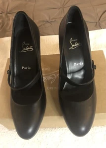 Christian Louboutin PUMPPIE WALLIS Zapato Redondo ToE Negro 39.5 MUJERES - Imagen 1 de 6