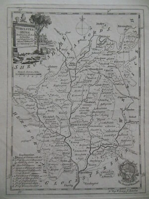 Original Antique Worcestershire Map by Thomas Kitchin (c1786) England, Worcester - Image 1 of 4