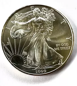 1x AMERICAN EAGLE SILVER BULLION COIN USA 1oz 2009 IN CAPSULE WALKING LIBERTY - Picture 1 of 3