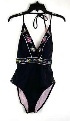 Maiô feminino Nanette Lepore preto gola V peça única tamanho 12 - Imagem 1 de 4