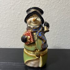 Porcelain Snowman Hinged Trinket Box /Ring Box/ Christmas / Gift 5 1/2" High