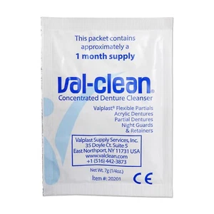 Limpiador de dentaduras flexible Val-Clean concentrado Valplast de 1 a 12 sobres muestra - Imagen 1 de 14