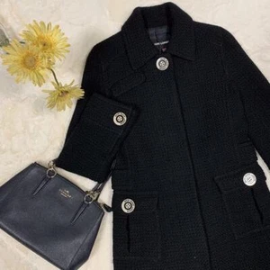 MARY QUANT tweed coat lining pattern black M - Picture 1 of 5