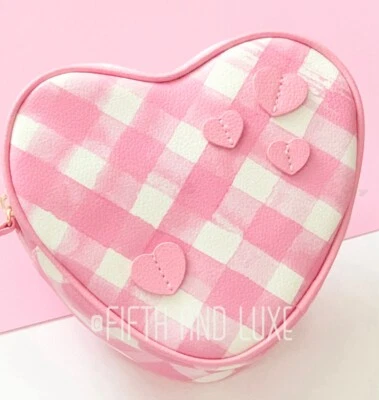 NOVA Bolsa Cosmética Bath & and Body Works Rosa Coração Gingham - Imagem 1 de 4