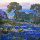 Texas Bluebonnets Landscape oil painting Canvas Giclee Art Print L2489