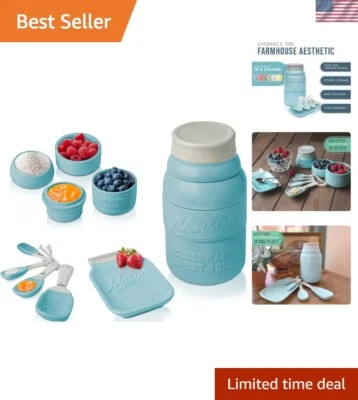 Sturdy Kitchen Ceramic Decor Set - 6-Piece Aqua Blue Vintage Style Collection - Image 1 of 4