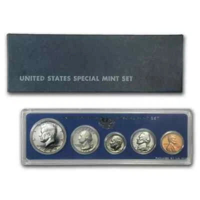 1966 US Special Mint Set SMS 5 Coins with 40% Silver Kennedy Half Dollar and Box - Image 1 of 2