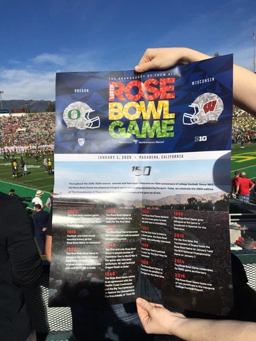 2020 Rose Bowl Sga Poster Oregon Ducks Wisconsin Badgers 1/1/20 Picture Card Cover