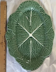 SH Home Green Cabbage Leaf Leaves Oval Serving Platter 15” Ceramic NEW - Picture 1 of 4