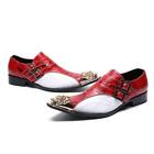 Mens Dress Formal Leather Shoes Metal Pointy Toe Slip on Wedding Runway Business