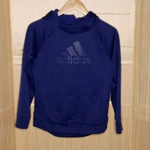 Adidas Girls Blue Tone On Tone Hooded Sweatshirt 16 - Picture 1 of 8