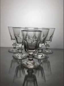 Antique French Crystal Wine Glasses Set of 6 Canton 19th Cent Elegant Tableware - Picture 1 of 5