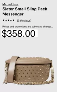 NUEVO CON ETIQUETAS Michael Kors XS Slater Sling Pack Mensajero Cáscara (bronceado) color con pernos dorados - Imagen 1 de 10