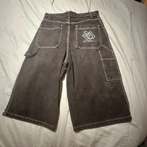 Fubu Boys Baggy Carpenter Shorts Vintage Black Embroidered Size 18 - Picture 1 of 10