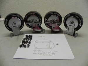 Vintage Snap-On KRA380 4 Piece Full Caster Set 2 Swivel Locking & 2 Fixed - Picture 1 of 14