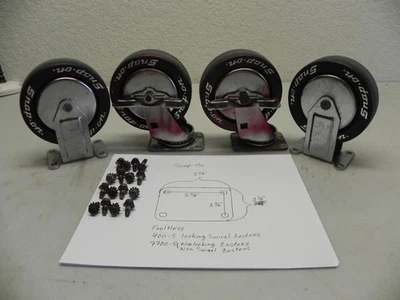 Vintage Snap-On KRA380 4 Piece Full Caster Set 2 Swivel Locking & 2 Fixed - image 1 of 4
