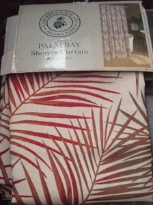 Caribbean Joe Fabric Graphic Leaves Shower Curtain Palm Bay Tropical 70x72in - Foto 1 di 4