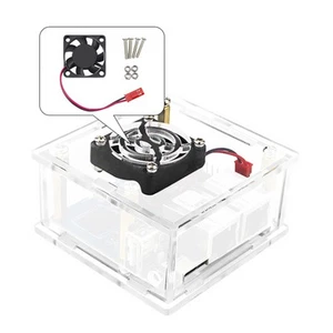 Acrylic Case Motherboard Shell With Fan Heat Sink For Orange Pi R1 Plus LTS - Afbeelding 1 van 7
